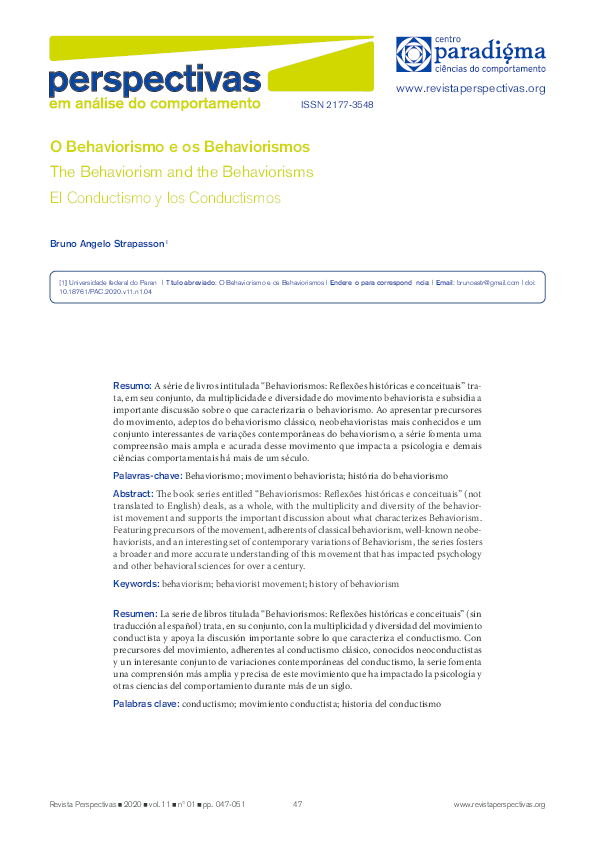 (PDF) O Behaviorismo e os Behaviorismos