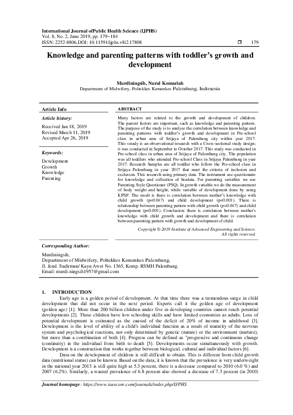 (PDF) Knowledge and parenting patterns with toddler's growth and ...