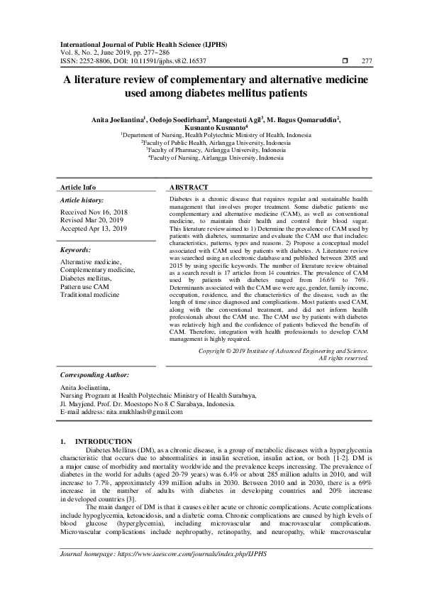 (PDF) A literature review of complementary and alternative medicine ...
