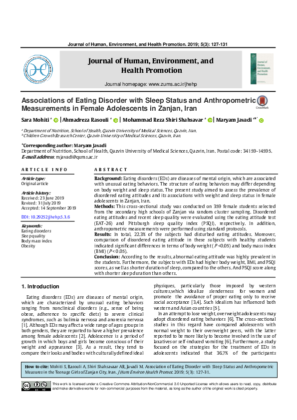 (PDF) Associations of Eating Disorder with Sleep Status and ...