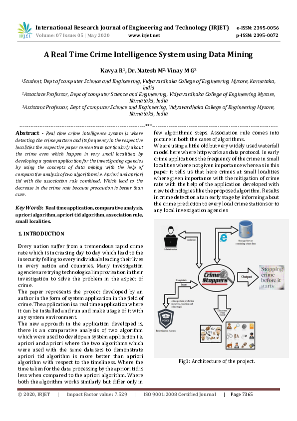 (PDF) IRJET- A Real Time Crime Intelligence System using Data Mining