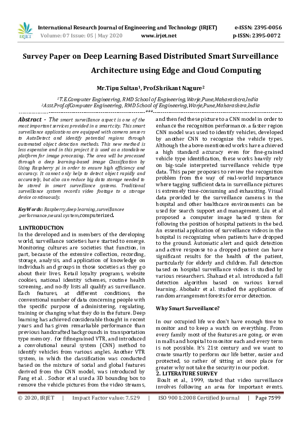 (PDF) IRJET- Survey Paper on Deep Learning Based Distributed Smart ...
