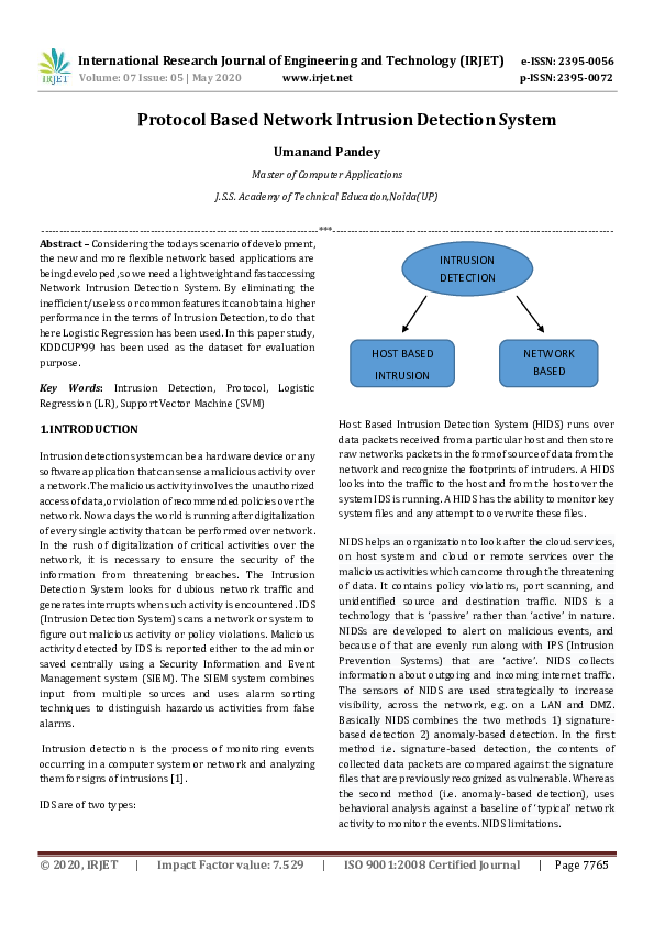 (PDF) IRJET- Protocol Based Network Intrusion Detection System