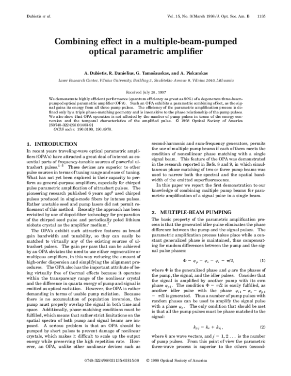 (PDF) Combining effect in a multiple-beam-pumped optical parametric ...
