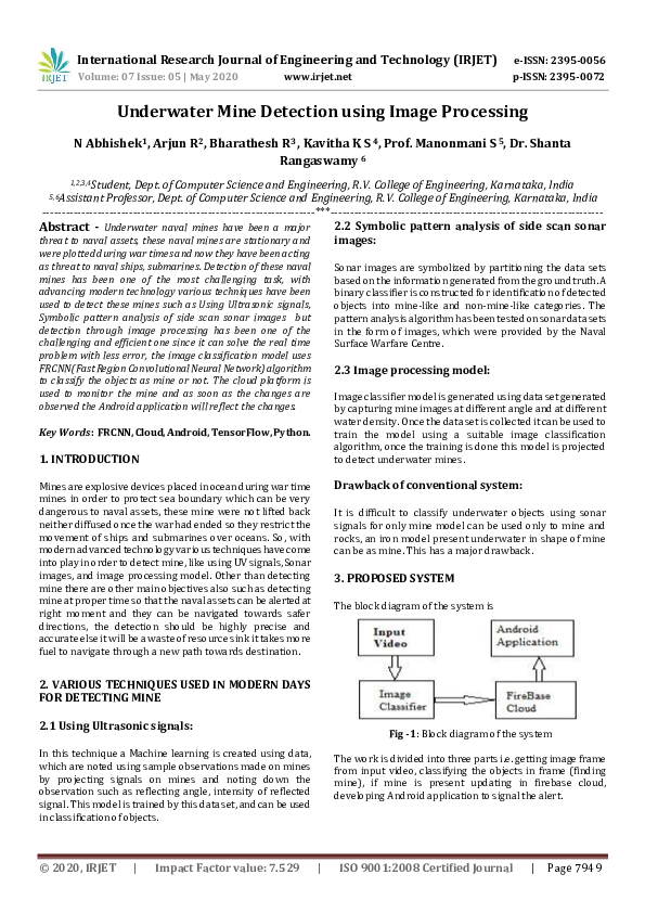 (PDF) IRJET- Underwater Mine Detection using Image Processing