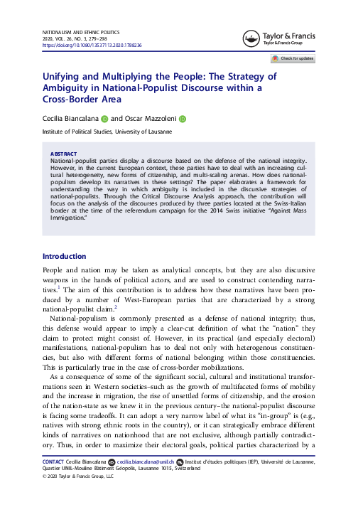 (PDF) Unifying and Multiplying the People: The Strategy of Ambiguity in ...