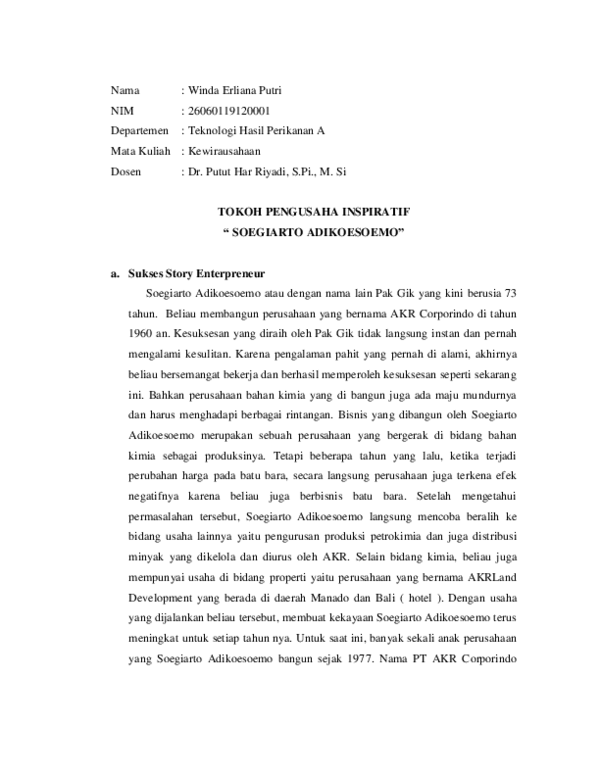 (PDF) Tugas Kewirausahaan : Tokoh Pengusaha Inspiratif ( Soegiarto
