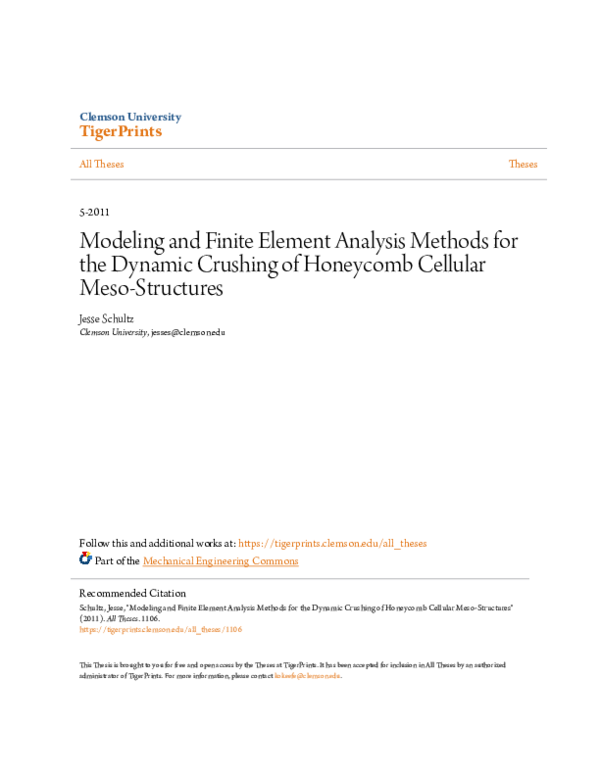 (PDF) Modeling and Finite Element Analysis Methods for the Dynamic ...