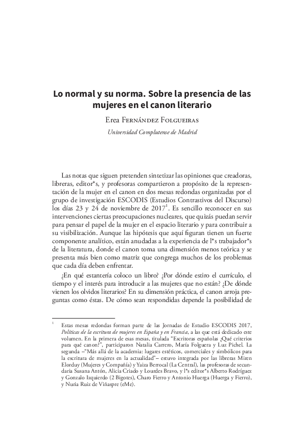(PDF) Lo normal y su norma. Sobre la presencia de las mujeres en el ...