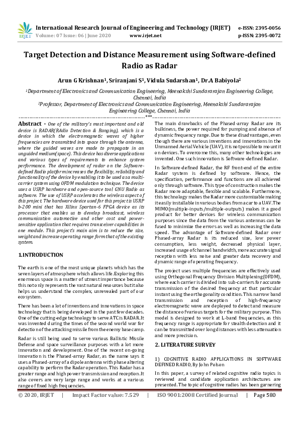 (PDF) IRJET- Target Detection and Distance Measurement using Software ...
