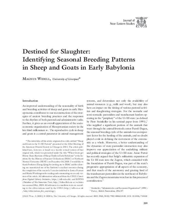 (PDF) Destined for Slaughter Identifying Seasonal Breeding Patterns in