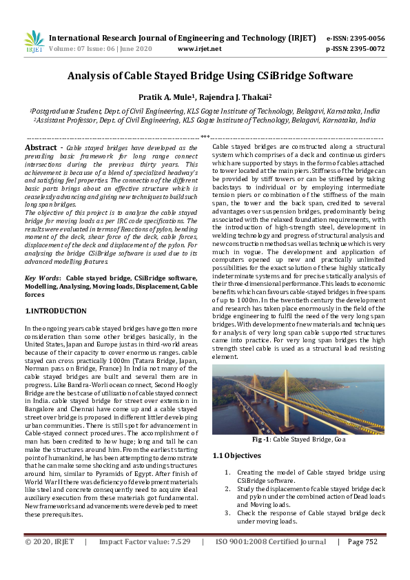 (PDF) IRJET- Analysis of Cable Stayed Bridge Using CSiBridge Software
