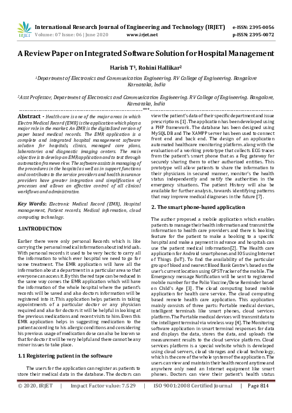 (PDF) IRJET- A Review Paper on Integrated Software Solution for ...