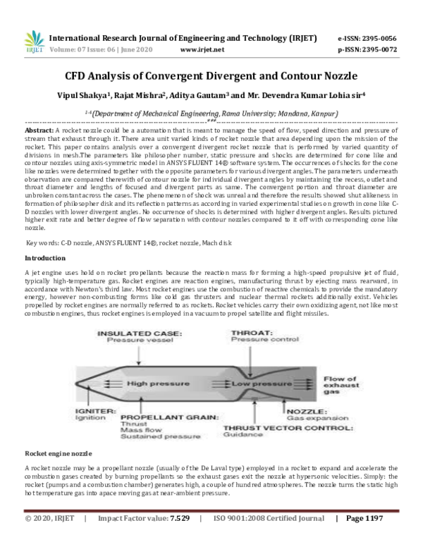 (PDF) IRJET- CFD Analysis of Convergent Divergent and Contour Nozzle