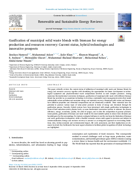 (PDF) Gasification of municipal solid waste blends with biomass for ...