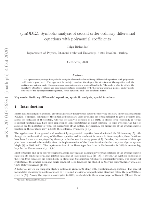 (PDF) symODE2: Symbolic analysis of second-order ordinary differential ...