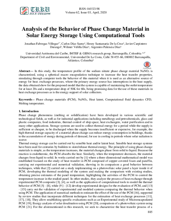 (PDF) Analysis of the Behavior of Phase Change Material in Solar Energy ...