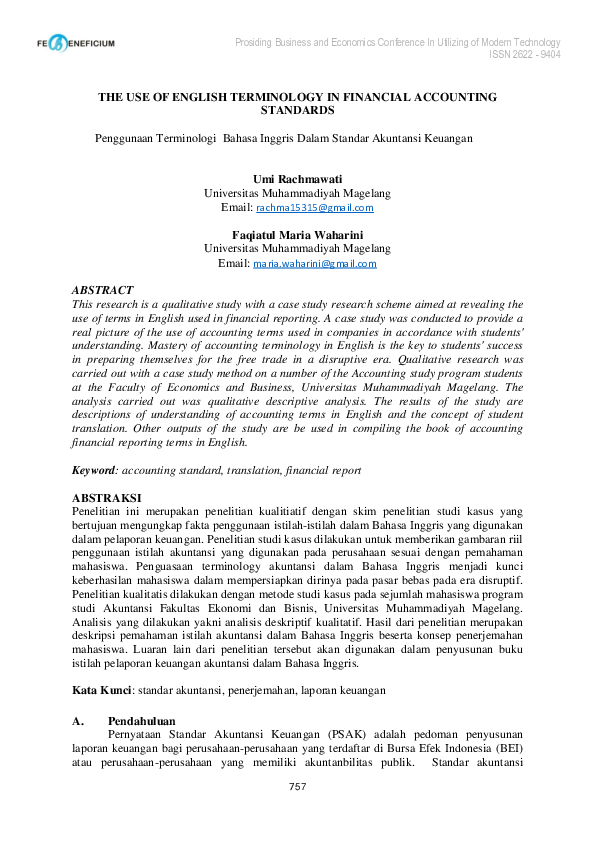 (PDF) THE USE OF ENGLISH TERMINOLOGY IN FINANCIAL ACCOUNTING STANDARDS