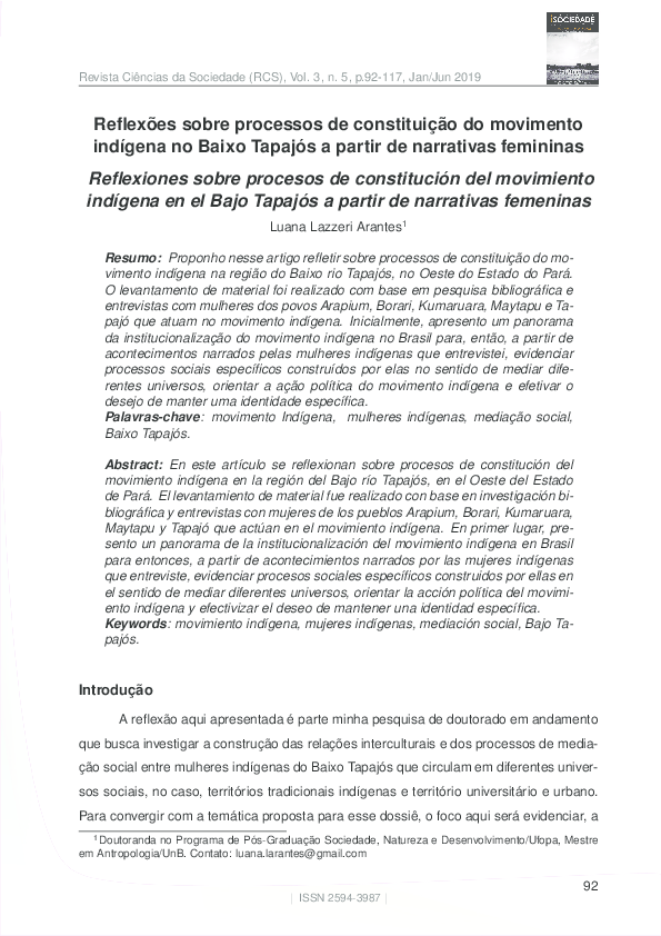 (PDF) ARANTES Reflexões sobre processos de constituição do movimento
