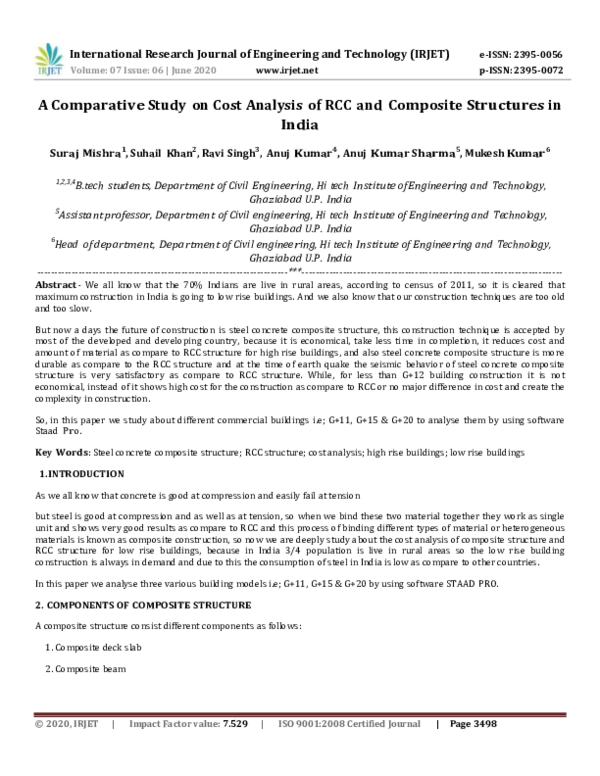 (PDF) IRJET- A Comparative Study on Cost Analysis of RCC and Composite ...