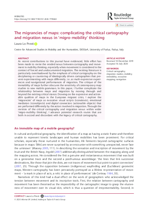 (PDF) The migrancies of maps: complicating the critical cartography and ...
