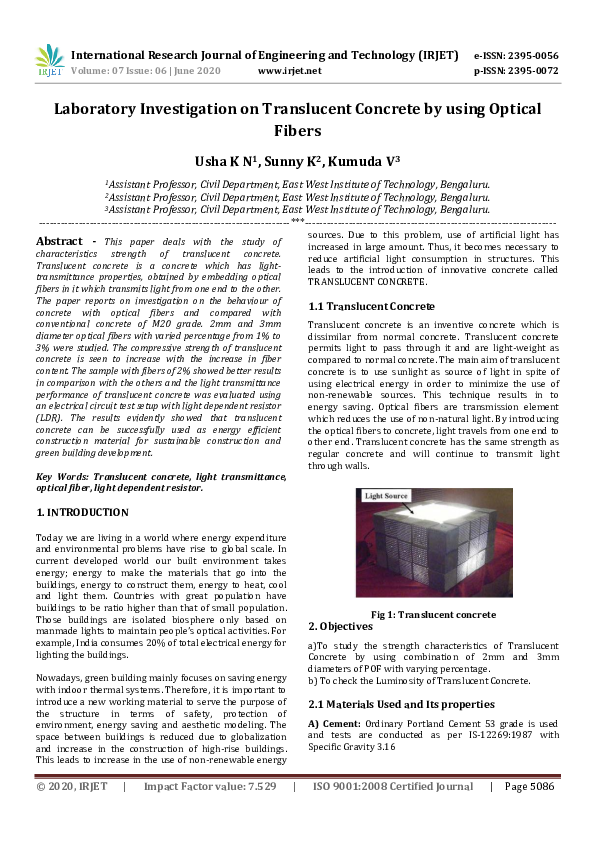 (PDF) IRJET- Laboratory Investigation on Translucent Concrete by using ...