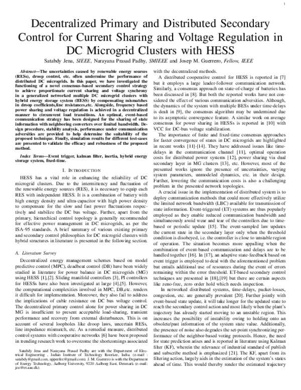 (PDF) Decentralized Primary and Distributed Secondary Control for ...