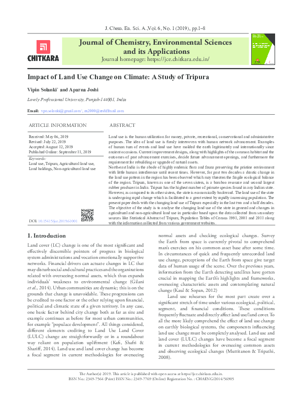 (PDF) Impact of Land Use Change on Climate A Study of Tripura