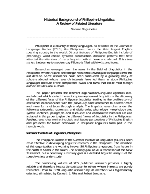 Short literature review sample pdf picture