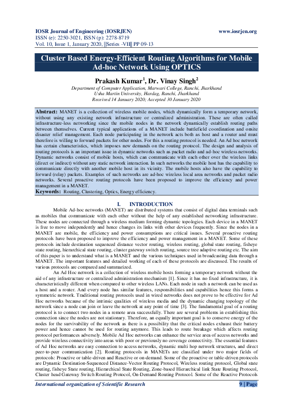 (PDF) Cluster Based Energy-Efficient Routing Algorithms for Mobile Ad ...