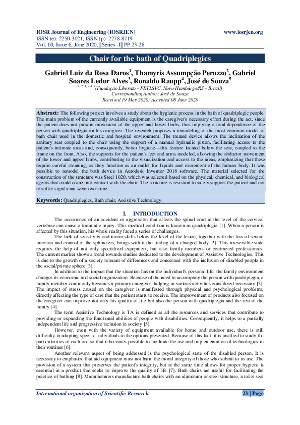 (PDF) Chair for the bath of Quadriplegics IOSR Journals Academia.edu
