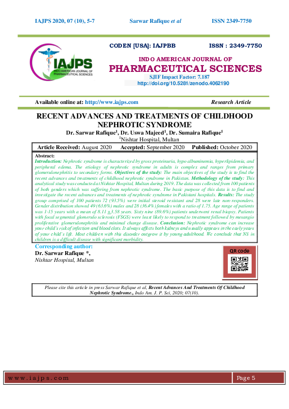 (PDF) Sarwar Rafique et al ISSN 2349-7750 Sarwar Rafique et al, Recent ...