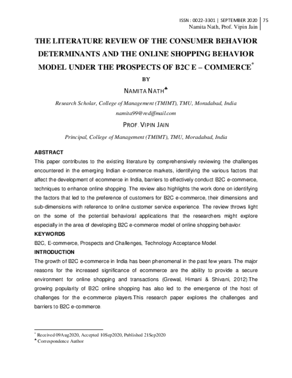 (PDF) THE LITERATURE REVIEW OF THE CONSUMER BEHAVIOR DETERMINANTS AND ...