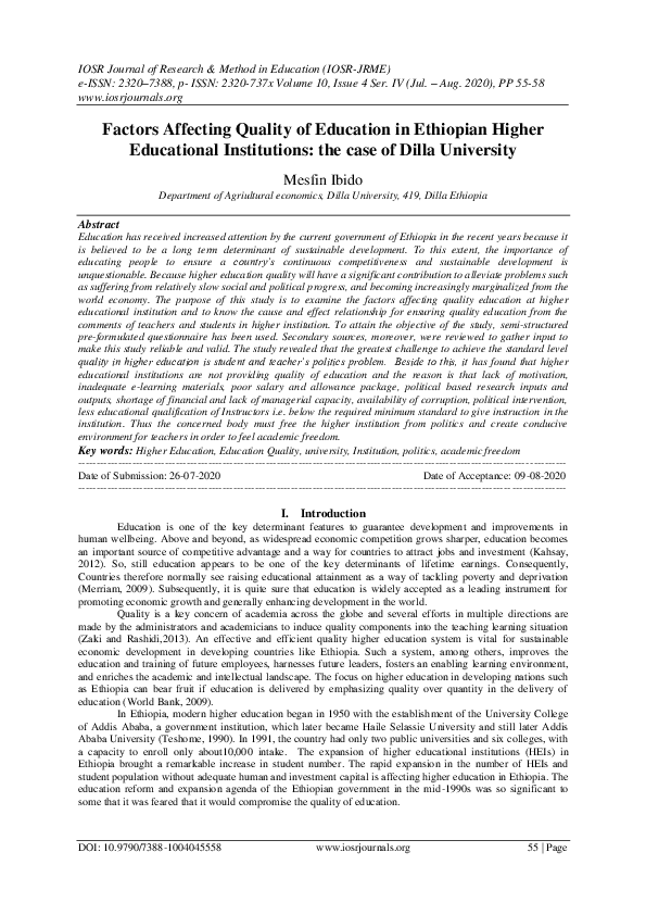 Challenges Of Quality Education In Ethiopia Pdf – HFZA