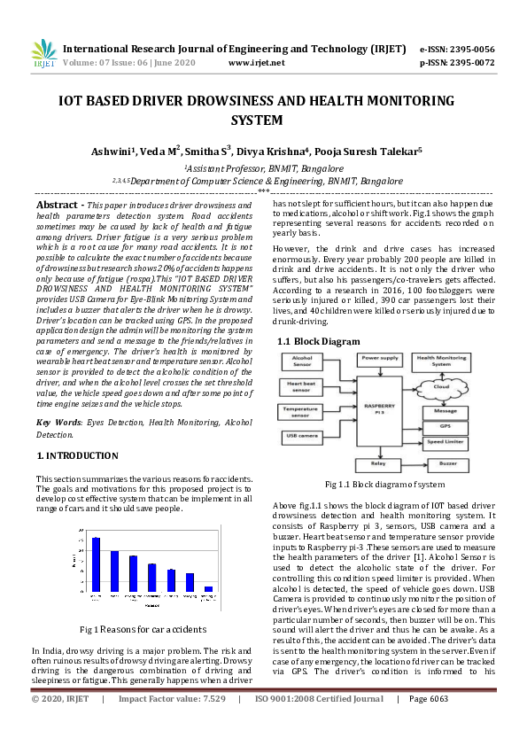 (PDF) IRJET- IOT BASED DRIVER DROWSINESS AND HEALTH MONITORING SYSTEM