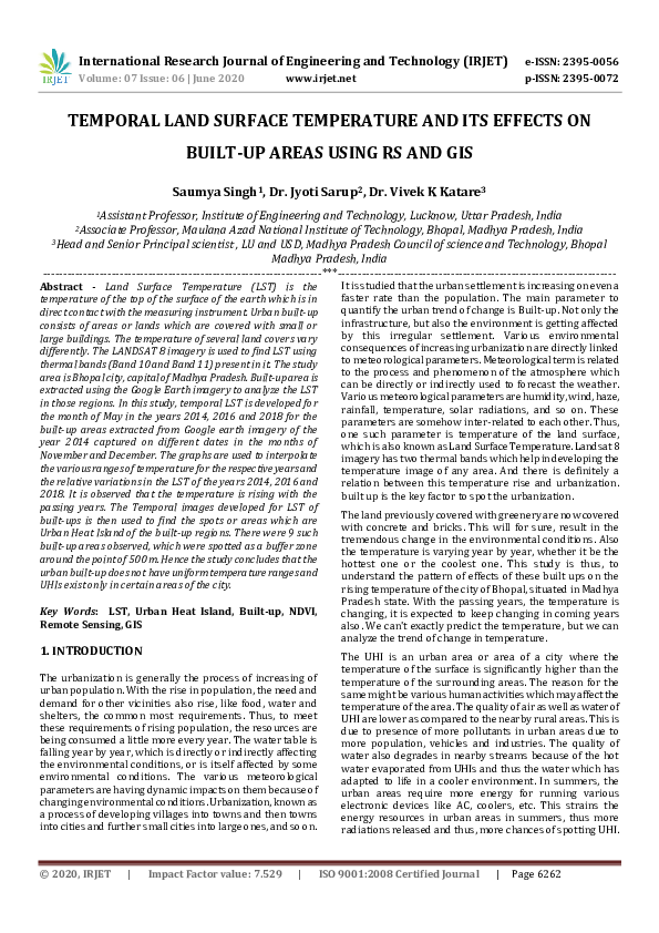 (PDF) IRJET- TEMPORAL LAND SURFACE TEMPERATURE AND ITS EFFECTS ON BUILT ...