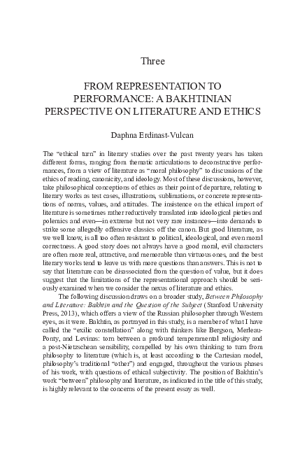 (PDF) From Representation to Performance: A Bakhtinian Perspective on ...