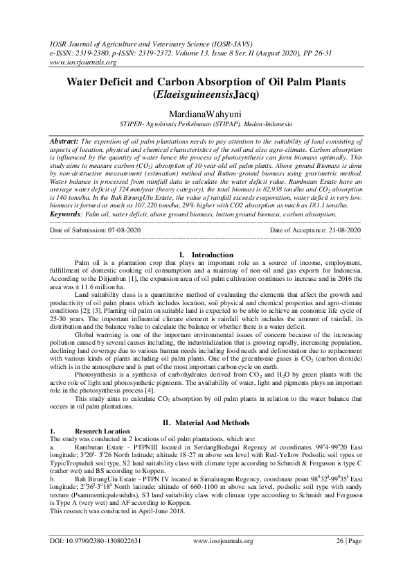 (PDF) Water Deficit and Carbon Absorption of Oil Palm Plants ...