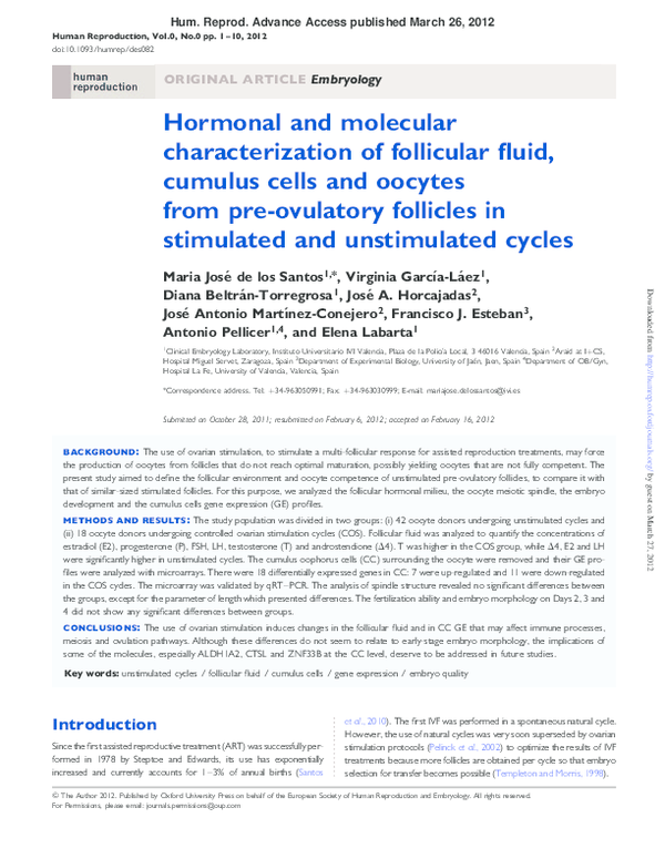 (PDF) Hormonal and molecular characterization of follicular fluid ...