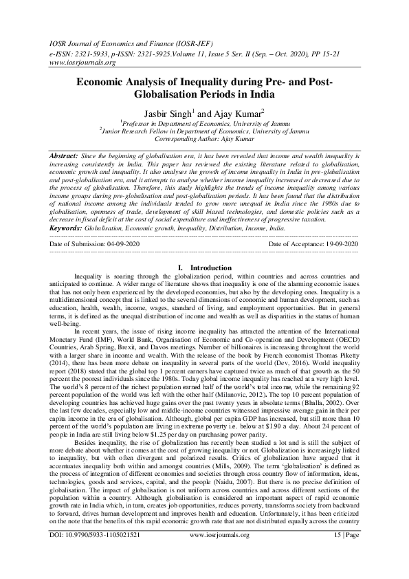 (PDF) Economic Analysis of Inequality during Pre-and Post ...