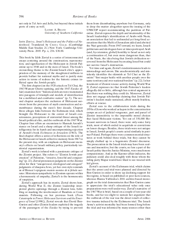 (PDF) Derek J. Penslar, “Review of ‘Israel’s Holocaust and the Politics