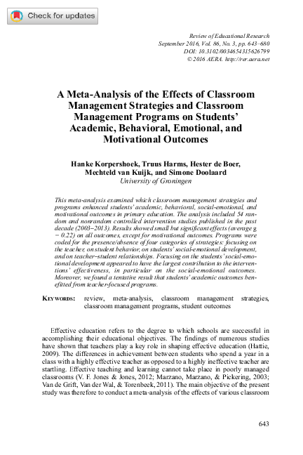 (PDF) A Meta-Analysis of the Effects of Classroom Management Strategies ...