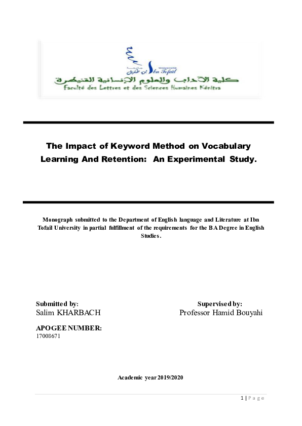 (PDF) The Impact of Keyword Method on Vocabulary Learning And Retention ...