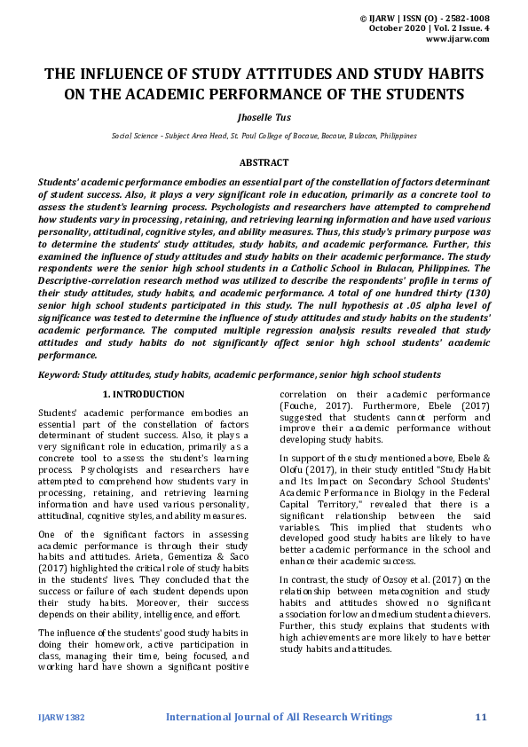 Thesis abstract on study habits image
