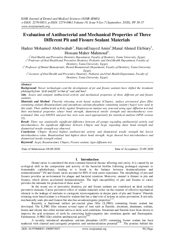 Evaluation of Antibacterial and Mechanical Properties of Three ...