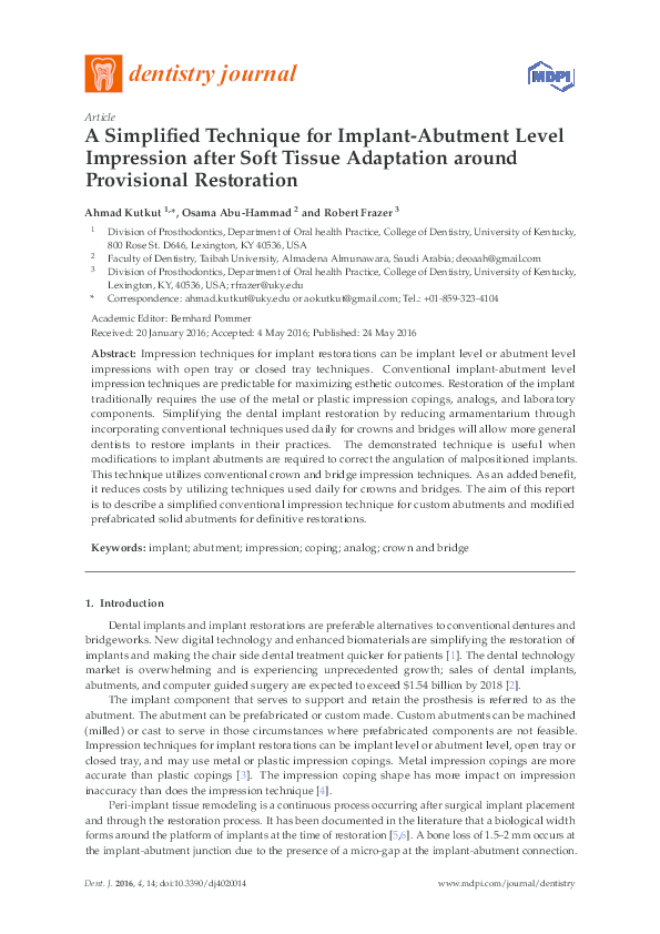 (PDF) A Simplified Technique for ImplantAbutment Level Impression