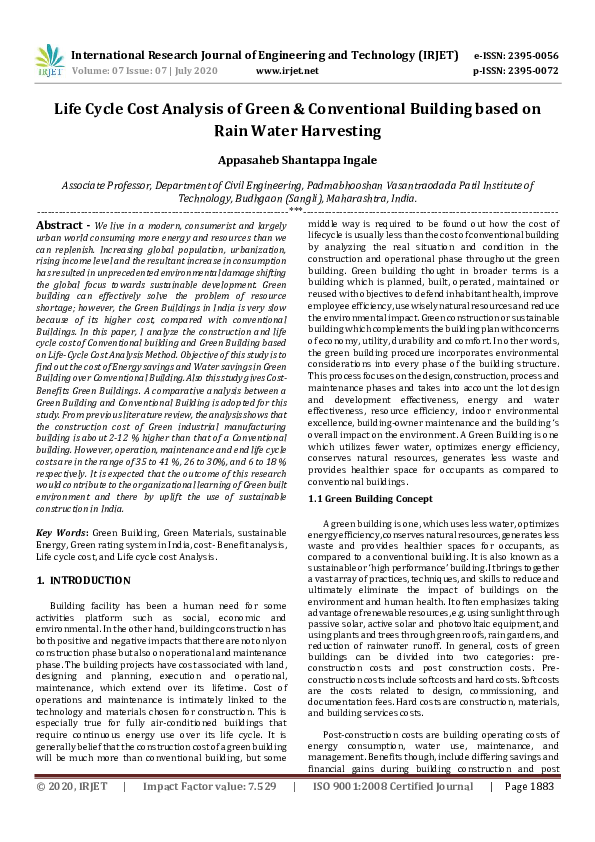 (PDF) IRJET-Life Cycle Cost Analysis of Green & Conventional Building ...