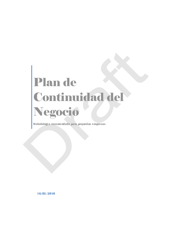(PDF) Plan de Continuidad del Negocio