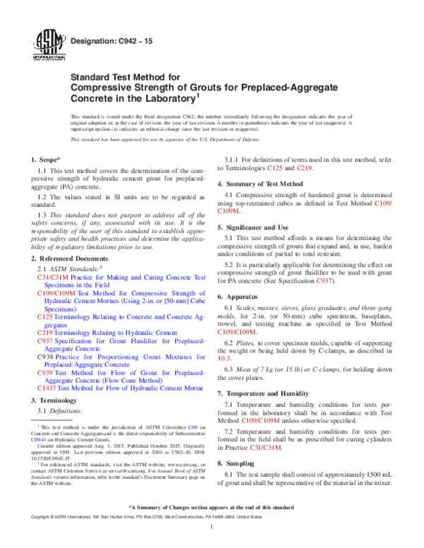 (PDF) Standard Test Method for Compressive Strength of Grouts for ...