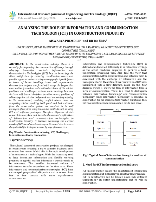 (PDF) IRJET- ANALYSING THE ROLE OF INFORMATION AND COMMUNICATION ...